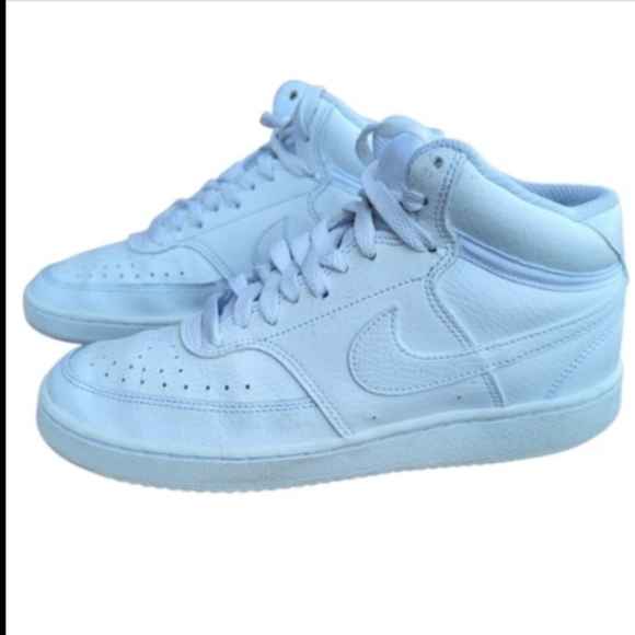 Nike Court Vision White Leather Mid Top Athletic Tennis Shoe Sneaker Women 6 - Picture 2 of 11